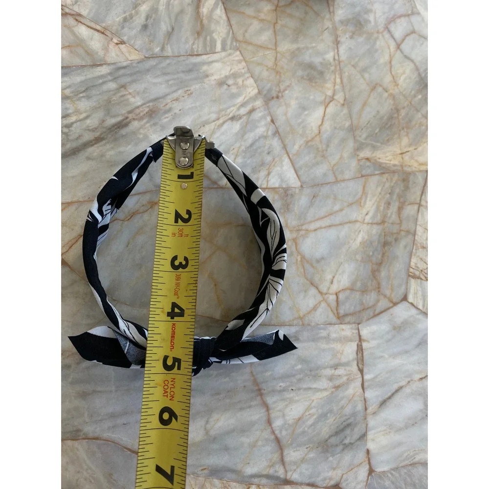 Black White Floral Top Knot Headband Fabric Wrapped Botanical Print Hair Band
